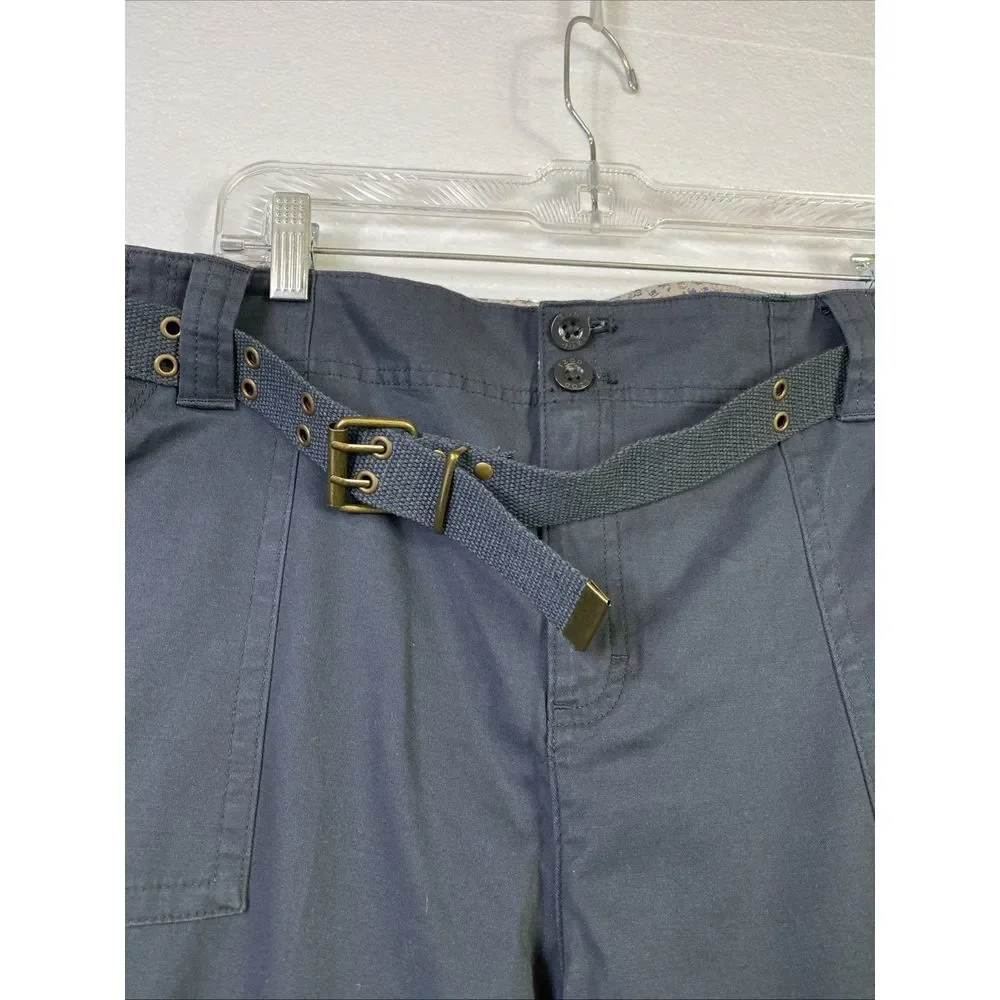 New Izod Chino Pants Belted‎ Stretch 20W Blue Femme Plus Straight leg High rise